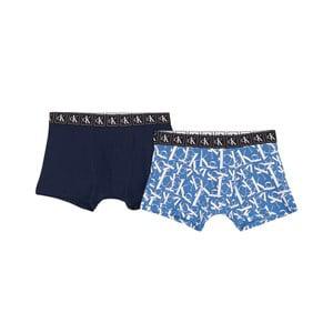 Kids - Calvin Klein 2-Pack Broken Monogram /Navy Iris Trunks 12-14 years - Underwear - 12-14 years - Blue