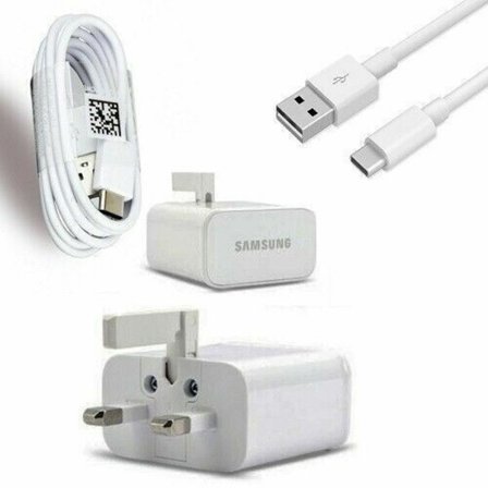 Officiell Äkta Samsung EP-TA200 UK Huvudsaklig Snabbladdare Kontakt Adapter USB C Kabel