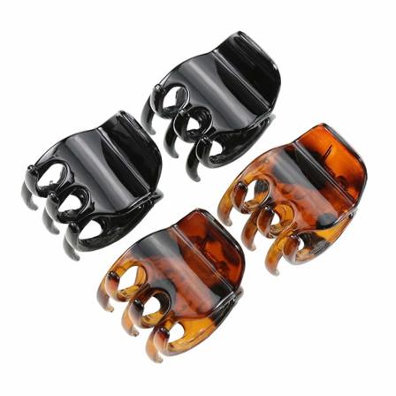 Kvinde og pigers klassikere 4 mellemstore klo-clips, ideelle til nemt at sætte håret op, plastmateriale, sort og brun farve, 4 stk. (pakke med 1)