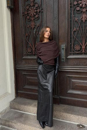 NA-KD - Strukturert cape-topp - Topper - Brun - M (EU 38-40)