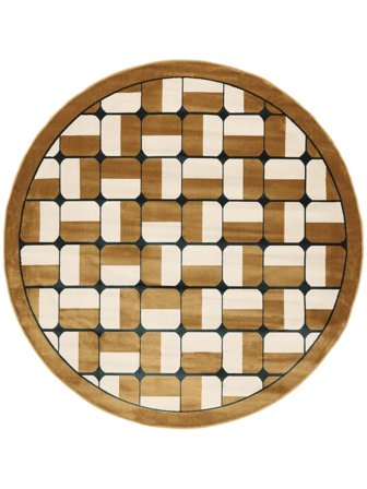 Checkered Miriam Mustard Yellow Round Rug