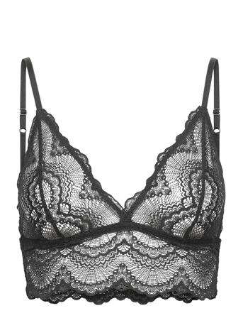 Saboteur Lace Bralette Top Lingerie Bras & Tops Soft Bras Triangle Bras Musta Understatement Underwear