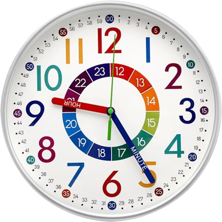 Barneklokke til vegg, 30 cm fargerike tall, pedagogisk klokke for barn, stille barneklokke til soverom, tidlig utdanning, hjem, stue