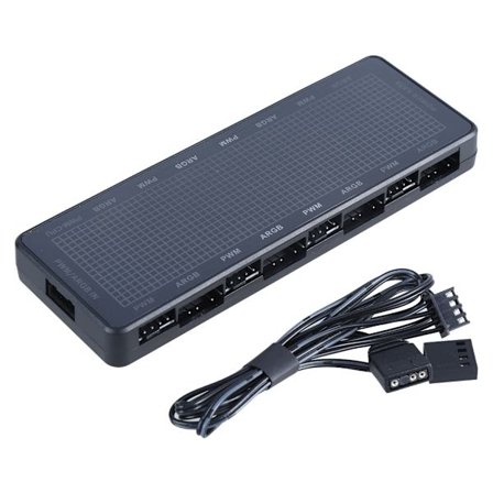 SATAs Input ARGB PWM Fan Hub med Fjernbetjening til PC Lysstyring