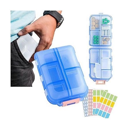 Medicinpung med etiketter, Medwallet, Medicinpung, Bærbar daglig medicindispenser, Medicin W.pa