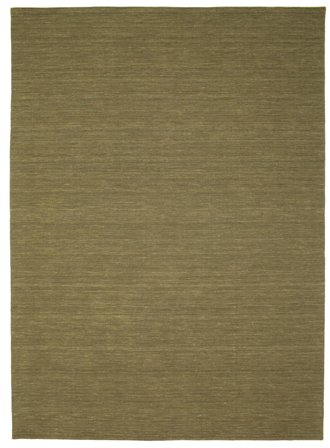 Wool Rug Plain (Single Colored) Kelim Loom Olive Green Large