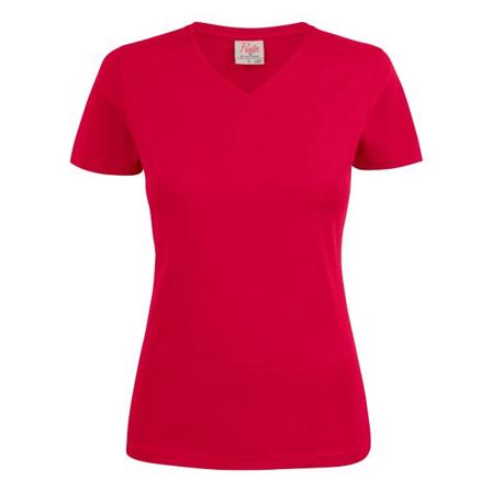 Printer Heavy V-neck Lady T-paita Punainen Punainen, Vaatteet