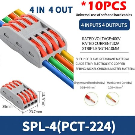 SPL2/3/4/5 Kopplingsplint Snabb PCT Lampkabelkontakt Parallell Kopplingsdosa 1/2/3/4/5 in Flera Utgångar Splitter