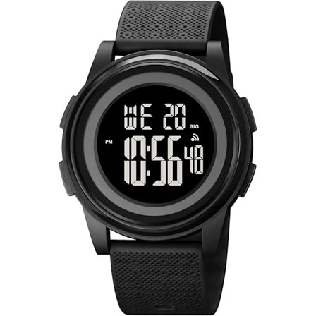 Ultratank Minimalistisk Sport Vandtæt Digitalt Ur Herre med Vidvinkeldisplay Gummirem Armbåndsur til Mænd Sort