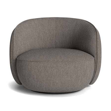 Marseille Sessel, Drehfunktion, Alpine Grau, nordischer Minimalismus, französische Raffinesse, ovale abgerundete Form, Drehsessel 74cm