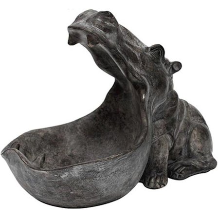 Stor Mund Flodhest Nøgle Hjem Harpiks Flodhest Figurine Smykkeholder Perfekt Boligindretning Til Ting Som Nøgler, Smykker, Slik Og Mere