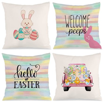 4 stk. Cottagecore Påske Putetrekk, 45x45cm Skjult Glidelås Dekorativt Putetrekk Putetrekk for Sofa, Sovesofa eller Seng Påskepynt