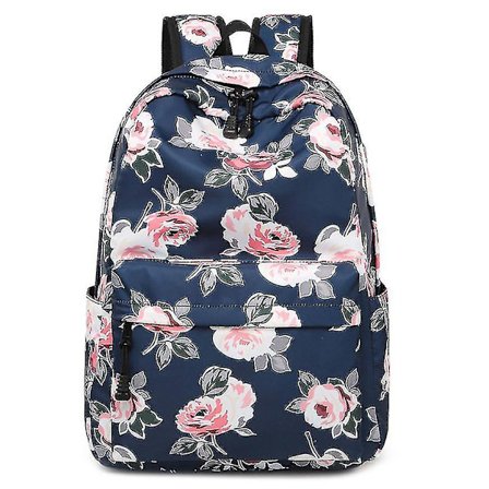 Skole Taske med Etnisk Stil Trykte Blomster Vandafvisende Rejsetaske - kongeblå