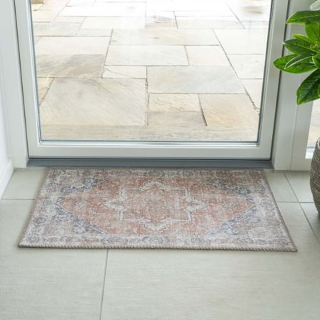 Orange och blå dörrmatta 50 x 80 cm