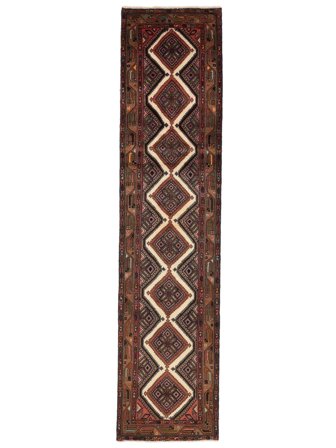 Hand Knotted Persian Asadabad Rug 77X325 Black/Brown