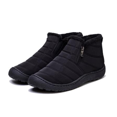 Kvinnors Zip Up Mid Top Ankel Boot Plyschfoder Platta Vinterskor