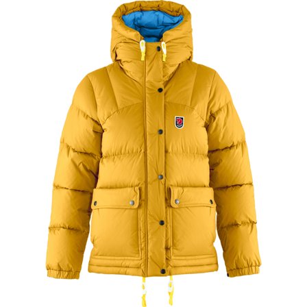 Fjällräven Dam's Expedition Down Lite Jacket in Mustard Yellow/UN Blue | Size: 2XS, Dun/Supreme Microloft