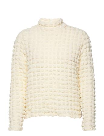 Slfmonika Ls High Neck Top B Bluse Langermet Creme Selected Femme