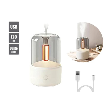 Ultraljud Luftfuktare med Sval Dimma, Eterisk Oljediffuser, LED Nattlampa, Luftrenare USB Vit