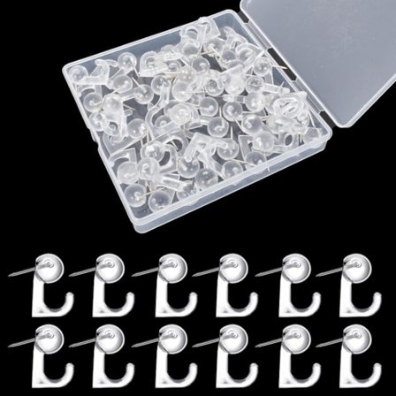 Søm og tegnestifter 50-pak tryknåle med krog, plastik kroge til væg, tryknåle med krog, til opslagstavler og kort{hw}