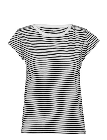 Mads Nørgaard Fine Jersey Stripe Teasy Tee Fav - Black - L