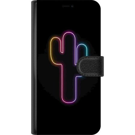 Kompatibelt Lommeboketui til Samsung Samsung Galaxy A36 Neonillustrasjon av kaktus i rosa og blått lys mot mørk bakgrunn