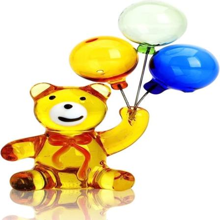 2 stk Glasbjørnefigur Krystalbjørneballoner Ornament GUL yellow