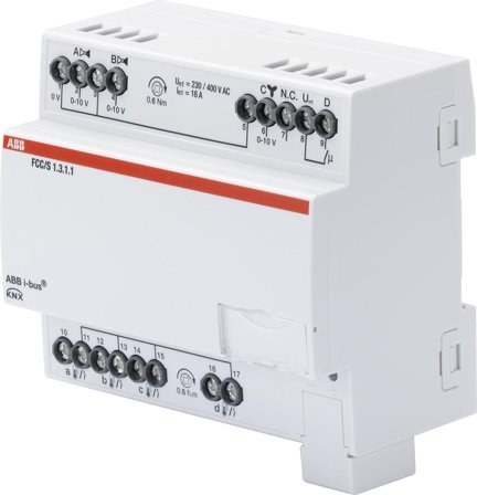 ABB 2CDG110214R0011 Fan Coil-kontroller 0-10V 2 stk. 0-10V motorventil Manuell omkobling: Nei, Elfordeling & strømforsyning