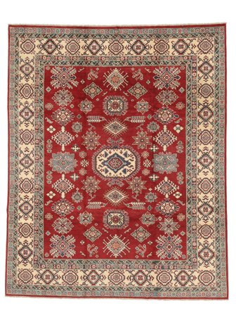 Kazak Fine Rug Hand Knotted 247X303 Brown/Dark Red