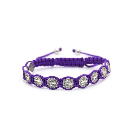 6 farver håndstrikket knude justerbart armbånd Religious Praye Purple