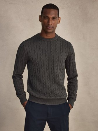 John Henric Men's Grüner Pullover Regular Fit Size S