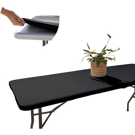 1 stk. Sort Rektangulær Stræklagen 182x76cm, Elastisk, med Elastik, Maskinvaskbar, Vandafvisende og Ideel til Have, Udendørs, Elegant