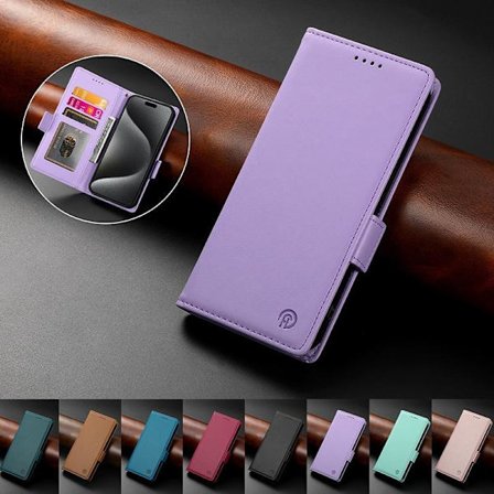(Til Samsung S23 FE 5G) Læder telefoncover med kortlommer og magnet Lilla