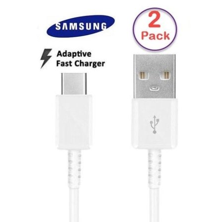 2-pack Samsung original 1,2 m extra lång USB-C kabel laddare vit