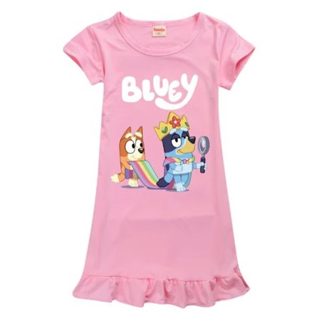 Blå Heeler Tryckt Skjortklänning Barn Flickor Nattkläder Pyjamas Nattlinne Pjs Nattlinne Rosa Pink 7-8 År