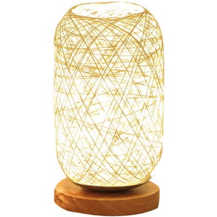 Moderne bambus rattan sengelampe - Moderne og kreativ bordlampe med træbase - Dæmpbar LED-lampe
