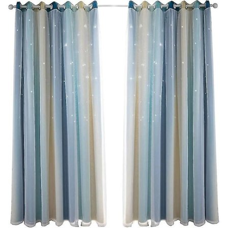 Makuuhuoneen pimennysverho, Ääntä eristävä verho, Lämmöneristetty, Kuviolliset pimennysverhot (134 x 160 cm (53 "l X 63 "k), Sininen)