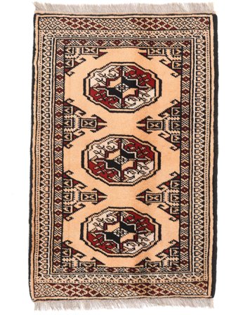 Tapis Persan Turkaman 59X89 Noir/Marron (Laine, Perse/Iran)