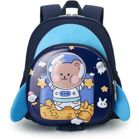 Rygsæk til småbørn, Vandtæt 3D tegneserie førskole taske med anti-tabt snor - Sød børnehavetaske til drenge og piger (Ideel til mørkeblå)