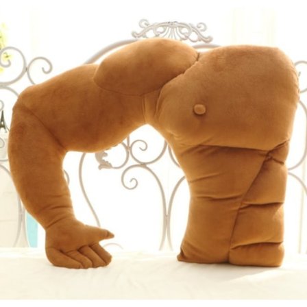 Kærestepude (højre hånd, 45*58 cm), muskuløs pude i mandlig form