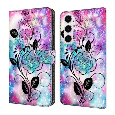 Samsung Galaxy S26 Plus Plånboksfodral Mönstertryck Konstläder Flip Ställ - Ros