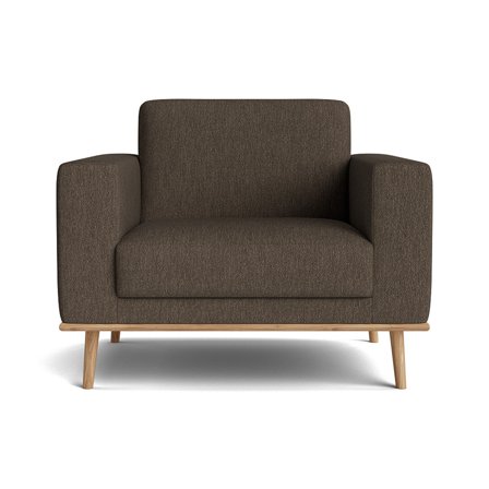 Norse Sessel Alpine Braun, Skandinavisches Design, bequemer Polstersessel mit Komfortfederung und weicher Polsterung, Breite 87cm.