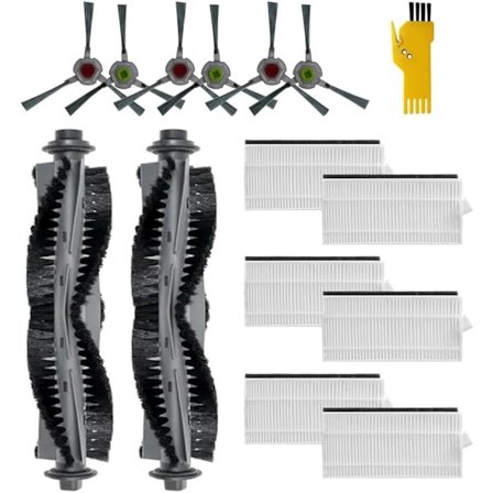 Reservdelar för AIRROBO P20 robotdammsugare 14-pack 2 huvudborstar, 6 filter, 6 sidoborstar