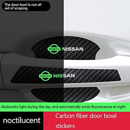 Bil Dør Skål Kulfiber Beskyttelsesfilm Bil Dørhåndtag Klistermærke Lysende Anti-Ridse Håndtag Beskyttelse Anti-Ridse Dør Skål Beskytter