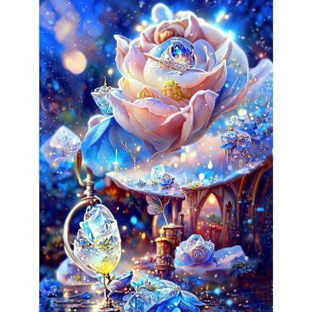 30x40cm 5D DIY Diamantmålning Set - Rosaire des neiges, allt