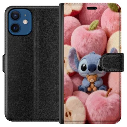 Kompatibelt Lommeboketui til Apple iPhone 12 Stitch blant rosa fluffy epler med teddy og søt kawaii-estetikk