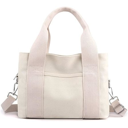 Canvas skuldertaske lille mulepose til kvinder afslappet tophåndtag taske flere lommer crossbody taske damer messenger taske