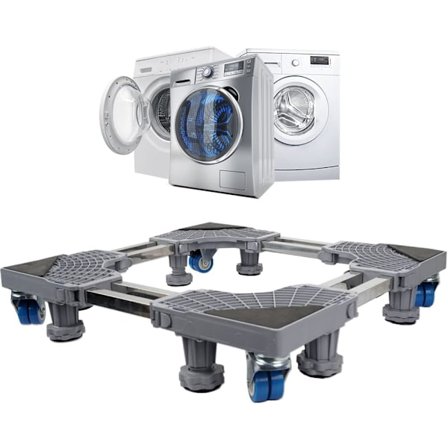Justerbar vaskemaskine base 45cm-68cm støttebelastning 300kg støjreduktionseffekt med til køleskab/vaskemaskine/tørretumbler