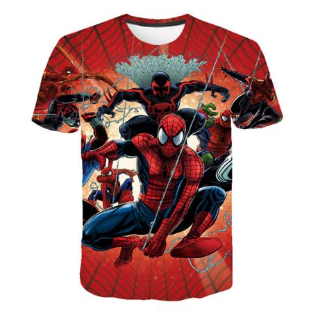 Superhjälte Spiderman T-shirt Barn Pojkar Flickor Kortärmad Topp D 4-5 Years = EU 98-110