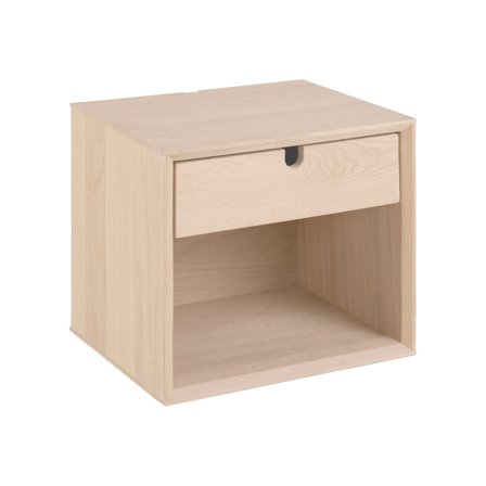 Elegant Væghængt Natbord i Eg med Skuffe - 37x32x33cm - Perfekt Opbevaring til Soveværelset - Century Sengebord